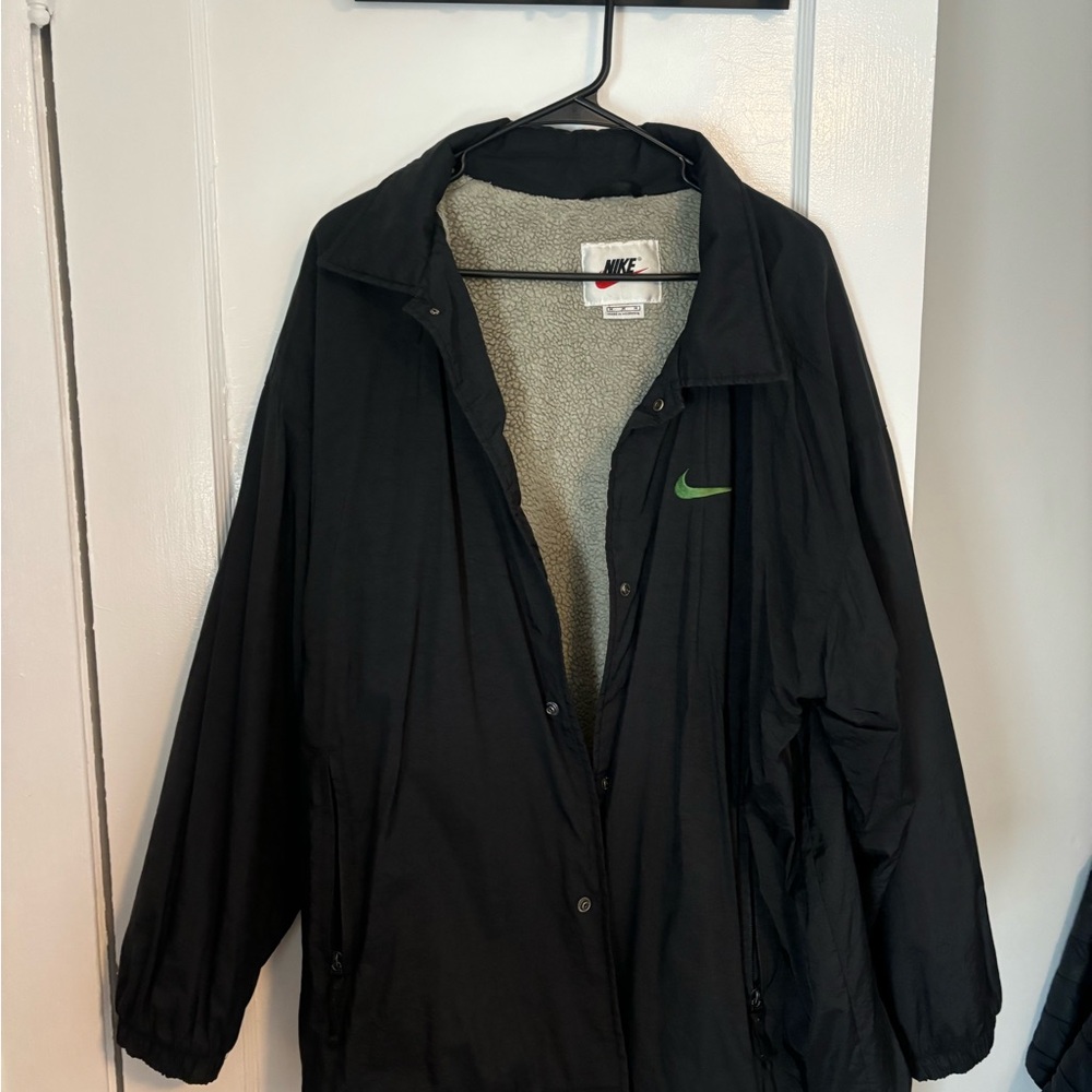 Nike Sherpa lined Black Jacket with Green Logo